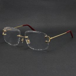 Wholesale Selling Rimless T8200762 Unisex Silver Gold Metal Frame Eyewear Lunettes Driving Glasses c Decoration Eyeglasses Frames Men Women Cut Top Lens1