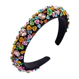 Fashion Luxury Rhinestone Crystal Bridal Hairband Colourful Floral Wedding Headband Headwear for Women Hair Accessories Jewellery