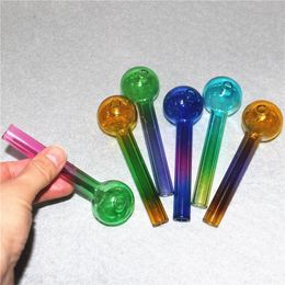 10cm Glass Oil Burner Pipe Mini Thick Pyrex Smoking Pipes Clear Test Straw Tube Burners For Water Bong Accessories