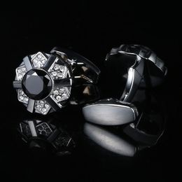 Black Crystal French shirt Cufflinks Jewelry shirt cufflink for mens Brand Fashion Cuff link Wedding Groom Button Cuff Links AE559166046218