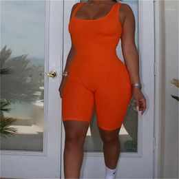 Solid Women Super Body Rompers Sleeveless Halter Jumpsuit Lady Bodycon Playsuit Slim Short Pants Female High Quality Bodysuit Women's Jumpsu