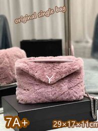 bags Trendy Flow Network Red Fashion Chain Envelope Wild Large Capacity Single Shoulder Messenger Rabbit hair with skin series 29*17*11cmluxury