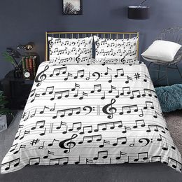 Music Notes Bedding Set for Kids Adult Duvet Cover King Queen Size Print Bed Set Home Textiles Bedclothes 2/3Pcs Duvet Cover Set 210319