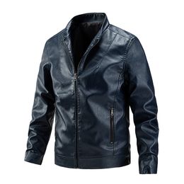 crystal flower stands UK - Mens Jacket Men designer apparel zipper Faux leather jackets PU European washing and thickening plus velvet stand-up collar Motorcycle coats