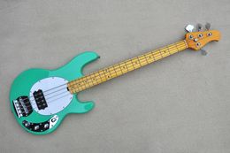 4 Strings Green body Electric Bass guitar with White Pickguard,Maple Fretboard,Active pickups,offer customized