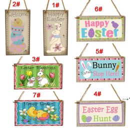 NEWEaster Decoration for Home Wooden Hanging Rabbit Pendant Ornament Happy Easter Party Wall Door Decor Sign 20x10cm ZZB12304