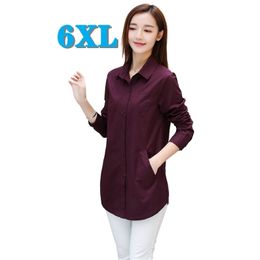 Plus Size 4XL 5XL 6XL Blouse Women's Shirt Blouses Spring Style New Fashion Lady Tops OL Shirts Cotton Clothing 210317