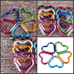 Carabiner Keyrings heart Shaped Keychain Outdoor Sports Camp Snap Clip Hook Hiking Aluminum Metal Convenient Hiking Camping Clip On 667 R2