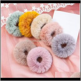 Fashion Fluffy Faux Fur Furry Scrunchie Elastic Hair Ring Rope Band Tie Round Girls Scrunchie Black Fluffy White Mnisy Qpwaf