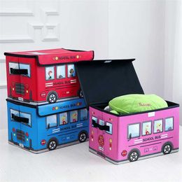 Storage Canvas with Flip-Top Lid for Children Room - Kids Collapsible Trunk Toy Baskets Bin Home Organizatio 211102