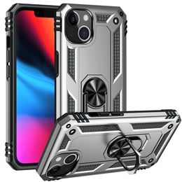 Hybrid Rugged Shockproof Armor Stand Cases For iphone14 13 12 11 11pro x xr Samsung S10 Plus Metal Ring Magnetic Car Holder