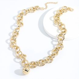 Gold Colour Chunky Chain Choker Necklaces For Women Fashion Round Clavicle Necklace Jewellery Party Hip Hop