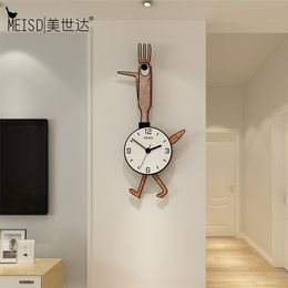 MEISD Cartoon Wall Clock Cute Large Clocks Wall Decoration Home Kids Room Watch Metal Needle Child Quartz Horloge 210325