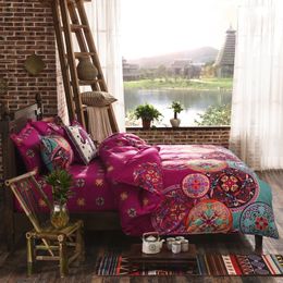 Bright Pink Mandala Bedding Set Reversible Colour Design Boho Duvet Cover Set Bedsheet and Pillowcases Nice Gift Home Wedding 210319