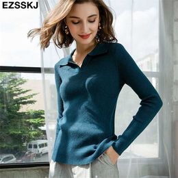 Polo callor women's sweaters Thin Autumn Winte wool swearter slim female Women chic loose jumper pull 211018