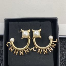 -Frauen Gold Designer Hoops Ohrringe Mode Luxus Schmuck Womens Kanal Perle Ohrring Ohrstecker Party Hochzeit Charm Bols Anhänger 2021