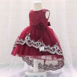 2021 Winter Baby Girl Dress Baptism Child Dress For Girl Clothes Flower Trailing Princess Dresses 1st Birthdays Dress 3-24 Month G1129