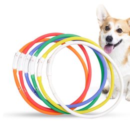 70 cm LED Pet Dog Collar Recarregável USB Ajustável Gato Cachorrinho Cachorrinho Cachorro Segurança na Noite Encaixe todos os Cães de Silicone de Pet DH5800