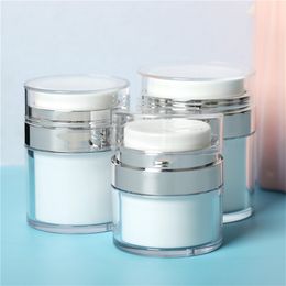 15 30 50 G ML bottles Pearl White Acrylic Airless Round Vacuum Lotion Cream Jar 0.5Oz 1Oz 1.7Oz Cosmetic Press Empty Pump Makeup Container For Packaging Travel