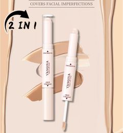 Double Head Design Concealer Pen For Dry And Wet Skin One Stroke: 2In1 Semi-flowing concealer-liquid & Cream texture concealer-Covers Facial Imperfections, Moisturizes
