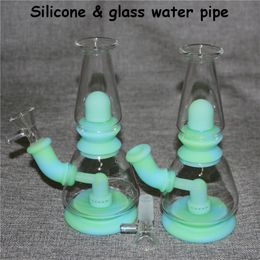 Glow in the dark Mini Silicone Bong hookah With Glass Bowl quartz banger Silicon Oil Rigs Dab Rig bubbler bongs