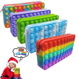 Decompression Toy Silicone Children Students Bubble Toys Puzzle Bubble Finger Press Storage Pencil Case