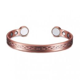 European and American Popular Copper Bracelet Figure 8 Pattern Big Bangle Magnetic Bracelet for Promoting Blood Circulation Q0719