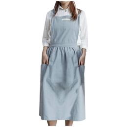 Aprons Back Cooking Kitchen Cotton Linen For Women Dress And Cleaning Women Cross Cute For Baking Women 2021 Fashion Dress