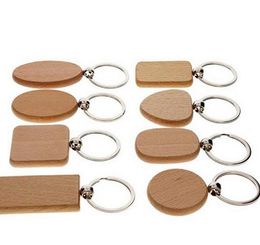 2021 new Customise DIY Blank Wooden Key Chain Rectangle Heart Round Ellipse Carving Key ring Wood Key Chain Ring