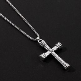 Vintage Goth Cross Pendant Necklaces Jewellery Charm Antique Silver Colour Religious Christian Necklace Women Men Chains
