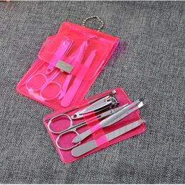 Nail Art Kits 5pcs Stainless Steel Pedicure Scissors Clipper Tweezer Dig Ear Pick Spoon Knife File Utility Manicure Kit