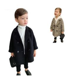 Baby Boys Girls Coats Double-breasted Jacket Polyester Winter Fashion Outwear Kids Clothing Black Brown 5 Colours BT6714