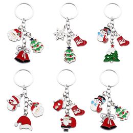 Christmas Keychain Pendant Party Favour Zinc Alloy Key Holder Charm Santa Xmas Tree Snowman Bell Hanging Pendants Holiday Decorations Gift JY0656