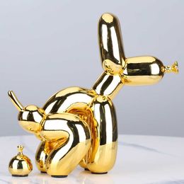 -Cocô criativo Animais Estátua Squat Balloon Dog Art Sculpture Crafts Desktop decorações ornamentos resina Home decor acessórios