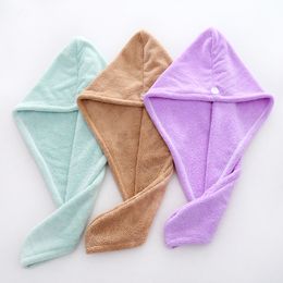 Autumn and winter household does not hurt hair coral velvet polyester brocade Towel long hair easy to use water absorption shower cap