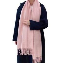 Winter Warm Tassels Scarf for Women Casual Soft All-matching Long Scarves Solid Large Size Shawl