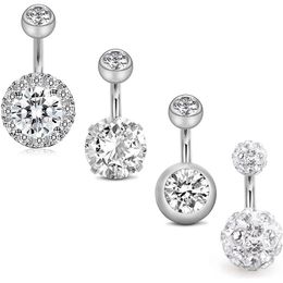 3~6 Pcs Belly Button 6MM Stainless Steel 14G CZ Navel Rings Barbells Studs Women Girls Body Piercing Jewelry