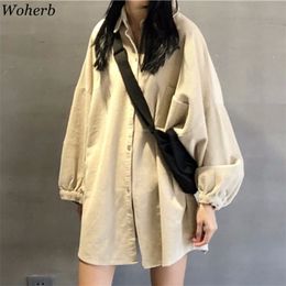 Oversized Corduroy Shirt Women Long Blouse Jacket Autumn Winter Plus Size Blouses Casual Ladies Tops Blusas Korean 210519