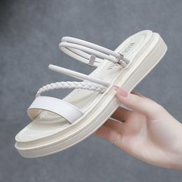 Sandals 2021 Summer And Autumn Products Ladies Fairy Style Mid-Heel Flat Comfortable Open-Toed Slippers