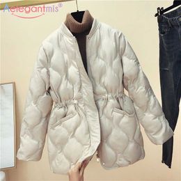 Aelegantmis White Women's Winter Jackets Coats Women Thicken Warm Padded Oversized Woman Parkas Ladies Cotton Outwear 210607