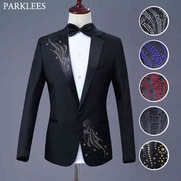 Diamond Floral Suit Men Men Suits for Wedding Men Tuxedo Suit Mens Suits 3 Piece with Bow Tie Choir Stage Costume Homme 4XL 210524