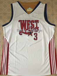 Men Rare Allen Iverson #3 West All Star Retro throwback basketball jersey Stitched any Number and name