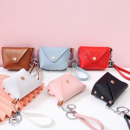 Fashion Ladies PU Leather Mini Wallet Card Key Holder Coin Purse Solid Colour Clutch Bag Kids Purses Small Handbag Bag