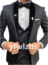 Customise One Button Handsome Shawl Lapel Groom Tuxedos Men Suits Wedding/Prom/Dinner Man Blazer(Jacket+Pants+Tie+Vest) W868