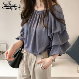 Plus Size Shirt Women Blusa Feminina Fashion Woman Blouses Ladies Tops Blouse Casual O-neck Cothing Female 1183 40 210508