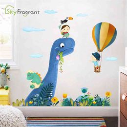 Cartoon Wall Sticker Kids Room Decoration Bedroom Bedside Wall Decor Cute Dinosaur Animal Stickers Home Decor Boys Room Decor 210914