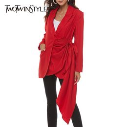 Casual Patchwork Blazer For Women Notched Long Sleeve Tunic Chic Blazers Female Fashion Clothing Spring 210524