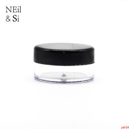 Black 3g 5g Cosmetic Plastic Jar Refillable Lip oil Cream Sample Bottle Empty Small Round Nail Polish Container Free Shippinggood qtys