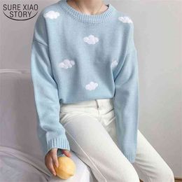 Korean Sweet Long Sleeve Punk Thicken Pullover Women's Cute Loose Clouds Sweater Harajuku Clothing for 10897 210508