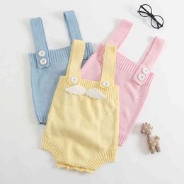 born Boys Girls Angel's Wings Jumpsuits Clothes Spring Autumn Baby Rompers Knitted Children 210429